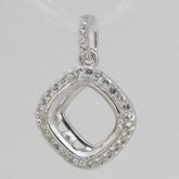 Sterling Silver Semi Mount Pendant Setting Cushion Cu 9x9mm W/ White Topaz L465P - Syzjewelry